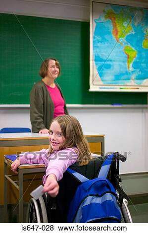 Disabled girl in classroom View Large Photo Image Stock Photo - Disabled girl in classroom. Fotosearch