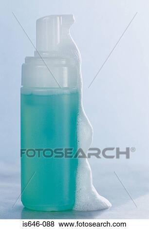 A bottle of cleanser with foam View Large Photo Image Stock Photo - A bottle of cleanser with foam . Fotosearch