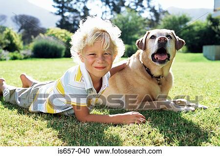 Boy with labrador View Large Photo Image Stock Image - Boy with labrador . Fotosearch