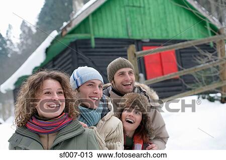 Friends outside in the snow View Large Photo Image Stock Image - Friends outside in the snow. Fotosearch