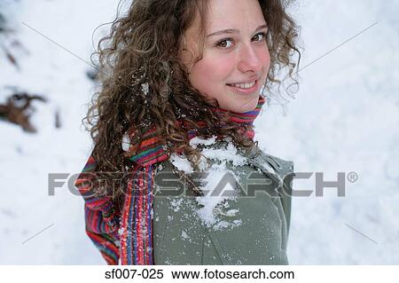 Woman with snow on her shoulder View Large Photo Image Stock Photography - Woman with snow on her shoulder. Fotosearch