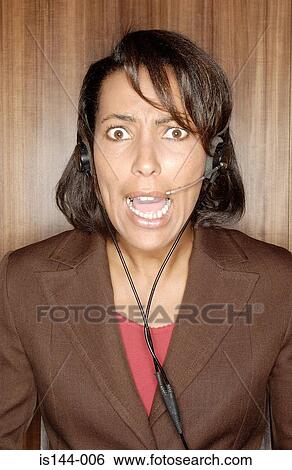 Angry telephone operator View Large Photo Image Stock Photograph - Angry telephone operator. Fotosearch