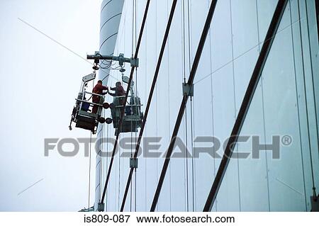 Window cleaning on skyscraper View Large Photo Image Stock Photo - Window cleaning on skyscraper. Fotosearch