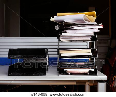 Office trays on desk View Large Photo Image Stock Photo - Office trays on desk. Fotosearch