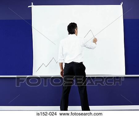 Picture - Businessman drawing a graph. Fotosearch