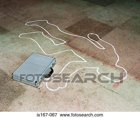 Chalk outline with a briefcase View Large Photo Image Stock Photo - Chalk outline with a briefcase. Fotosearch