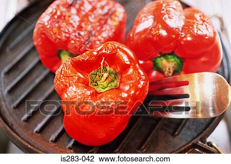 Stock Image - Grilled peppers. Fotosearch