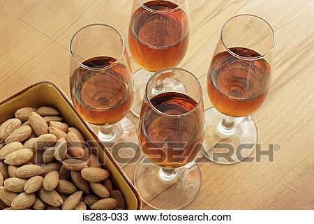 Stock Image - Sherry and almonds. Fotosearch