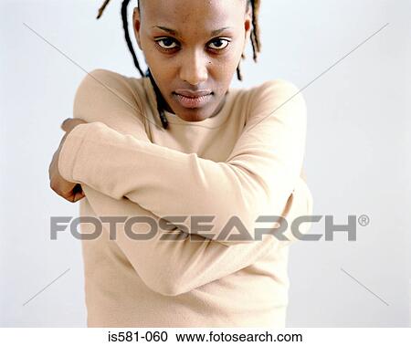 Stock Image - Shy woman. Fotosearch