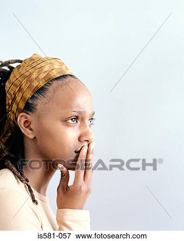 Worried looking woman View Large Photo Image Stock Photo - Worried looking woman. Fotosearch