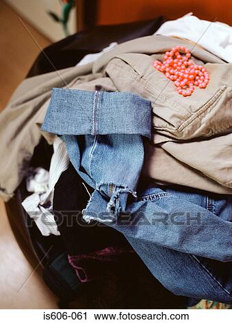 Stock Image - Stack of dirty clothing. Fotosearch