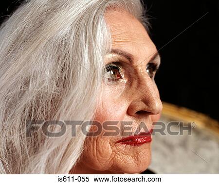 Stock Photography - Close-up of glamorous senior woman's face. Fotosearch