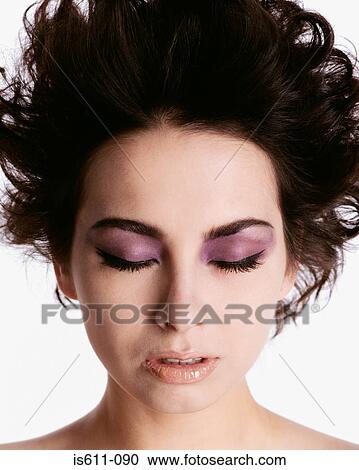Headshot of woman with eyes closed View Large Photo Image Stock Image - Headshot of woman with eyes closed. Fotosearch