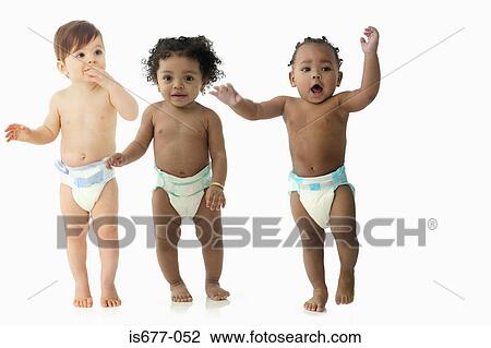 Stock Image - Babies standing up. Fotosearch