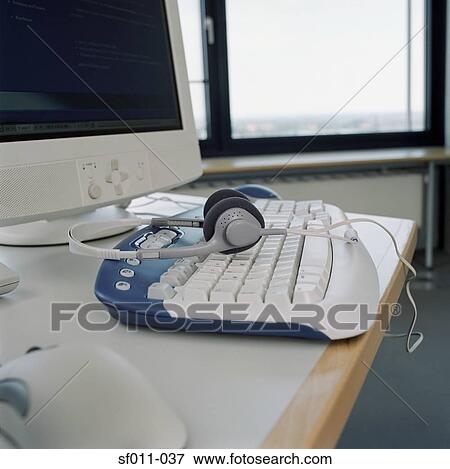Computer equipment in office View Large Photo Image Stock Photo - Computer equipment in office. Fotosearch