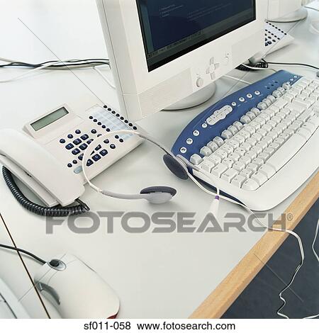 Computer equipment in office View Large Photo Image Stock Photo - Computer equipment in office. Fotosearch