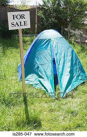 Tent and for sale sign View Large Photo Image Stock Photo - Tent and for sale sign. Fotosearch