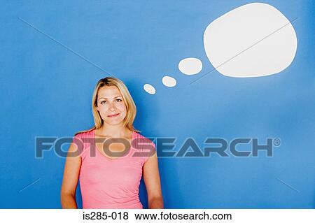 Woman with thought bubble View Large Photo Image Stock Photo - Woman with thought bubble. Fotosearch