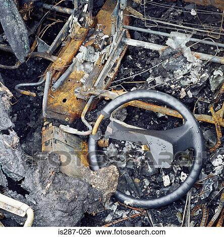 Stock Photograph - Burnt out car. Fotosearch