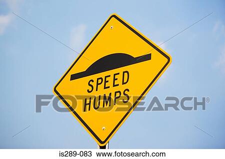 Stock Image - Speed bump sign. Fotosearch