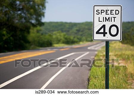 Speed limit sign by the road View Large Photo Image Picture - Speed limit sign by the road. Fotosearch