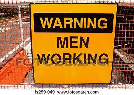 Stock Photo - Warning men working. Fotosearch