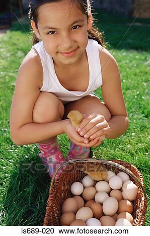 Girl holding a chick View Large Photo Image Stock Image - Girl holding a chick. Fotosearch