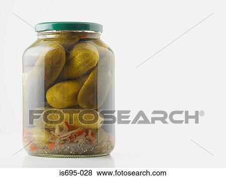 Jar of pickled gherkins View Large Photo Image Stock Photo - Jar of pickled gherkins. Fotosearch