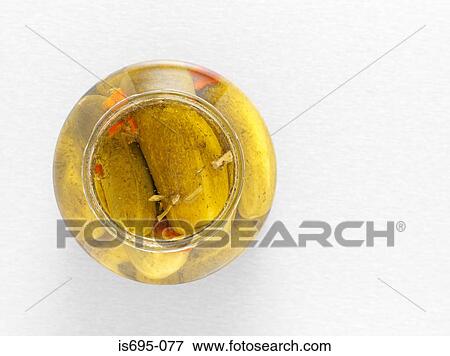 Jar of pickled gherkins View Large Photo Image Stock Photo - Jar of pickled gherkins. Fotosearch