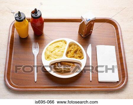 Stock Photograph - Processed meal on a tray. Fotosearch