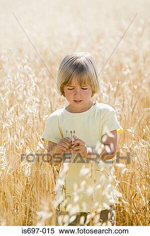 Stock Photography - Boy in a field of wheat. Fotosearch