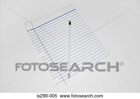 Stock Photography - Pencil on a piece of lined paper. Fotosearch