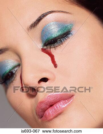 Woman crying blood View Large Photo Image Stock Photo - Woman crying blood. Fotosearch
