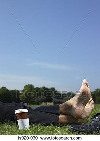 Stock Image - Man sleeping in the park. Fotosearch