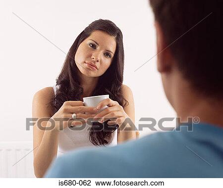 Woman having coffee with man View Large Photo Image Stock Image - Woman having coffee with man. Fotosearch