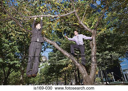 Stock Image - Businesspeople in a tree. Fotosearch