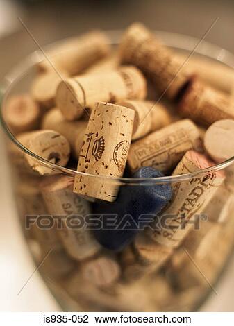 Stock Image - Bowl of wine bottle corks. Fotosearch