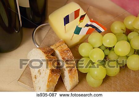 Bread, cheese, and grapes View Large Photo Image Stock Photo - Bread, cheese, and grapes. Fotosearch