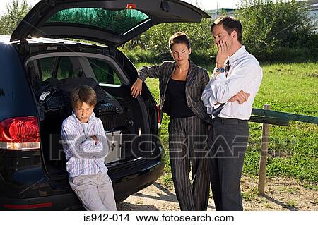 Family with broken down car View Large Photo Image Picture - Family with broken down car. Fotosearch