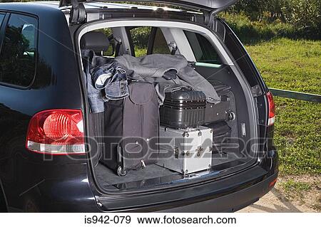 Stock Photo - Luggage in a car boot. Fotosearch