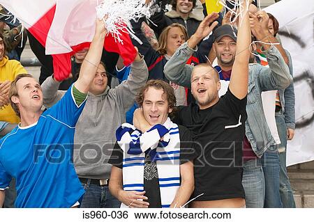Football supporters cheering View Large Photo Image Stock Photograph - Football supporters cheering. Fotosearch