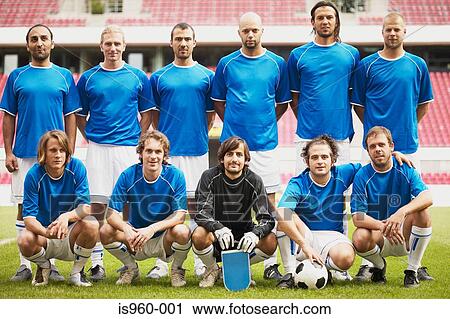 Stock Image - Football team in blue. Fotosearch