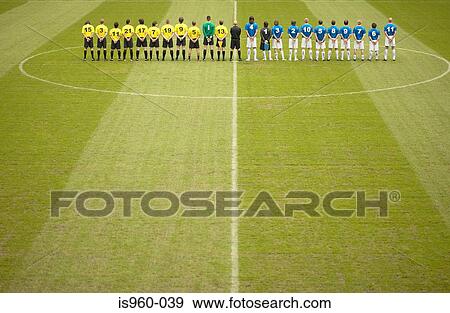 Football teams on pitch View Large Photo Image Stock Photo - Football teams on pitch. Fotosearch