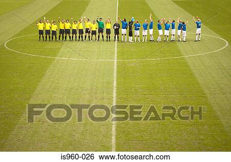 Football teams on the pitch View Large Photo Image Stock Photograph - Football teams on the pitch. Fotosearch