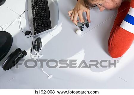 Woman playing mini football View Large Photo Image Stock Photo - Woman playing mini football. Fotosearch