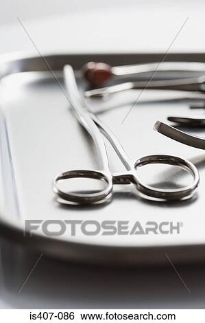 Tray of surgical scissors View Large Photo Image Stock Photograph - Tray of surgical scissors. Fotosearch