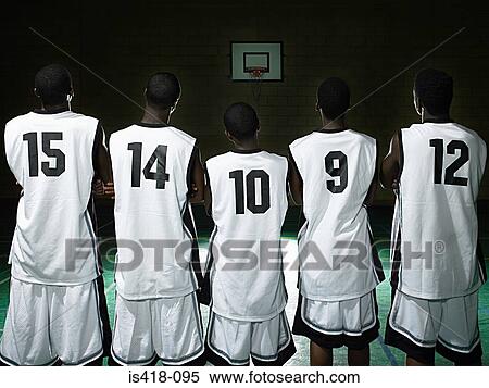Rear view of basketball team View Large Photo Image Stock Photography - Rear view of basketball team. Fotosearch