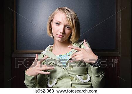 Stock Image - Portrait of teenage girl. Fotosearch