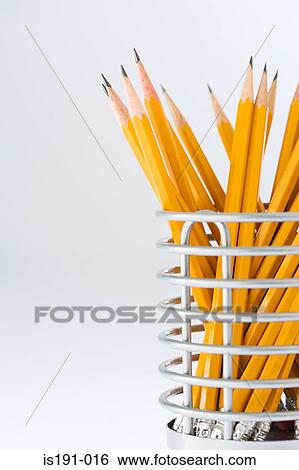 Pencils in a desk tidy View Large Photo Image Stock Photograph - Pencils in a desk tidy. Fotosearch