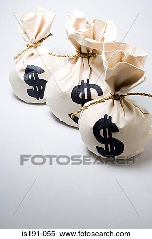 Stock Photography - Three bags of money. Fotosearch